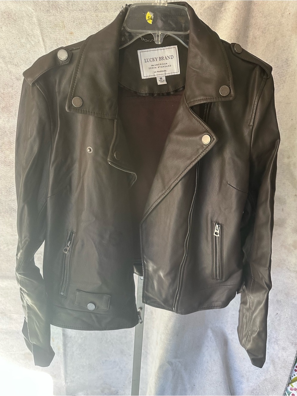Lucky Brand Dark Brown Faux Leather Moto Jacket - Picture 3 of 7